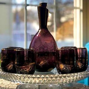 ❌SOLD❌Exquisite Murano Glass Amethyst Decanter Set.